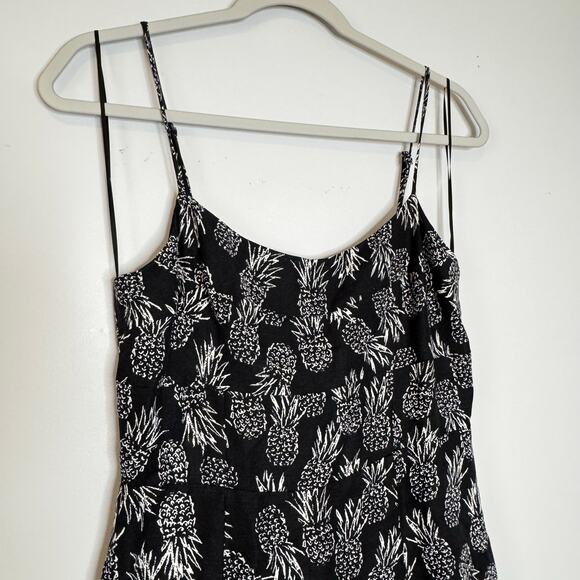 ASTR the Label Keilani Pineapple Print Linen Blend Midi Dress Black White S - Picture 3 of 9